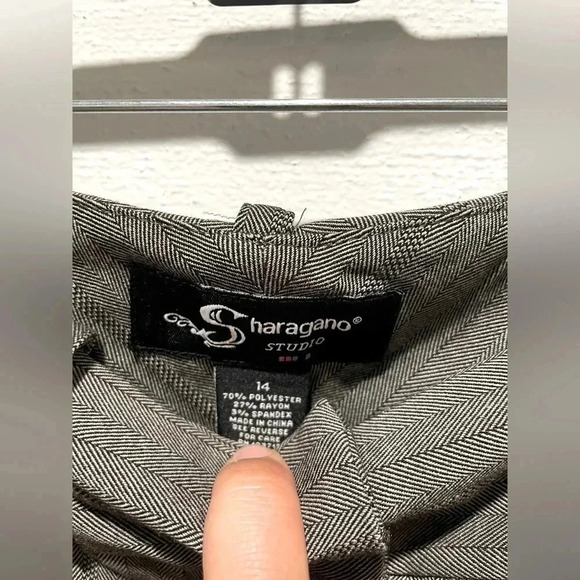 NWT Sharagano Studio Straight Leg High Waist Striped Trousers with Satin Sz 14 - Picture 5 of 8